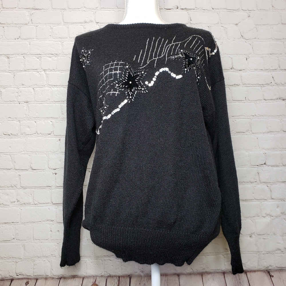 Vintage black beaded and sequence sweater